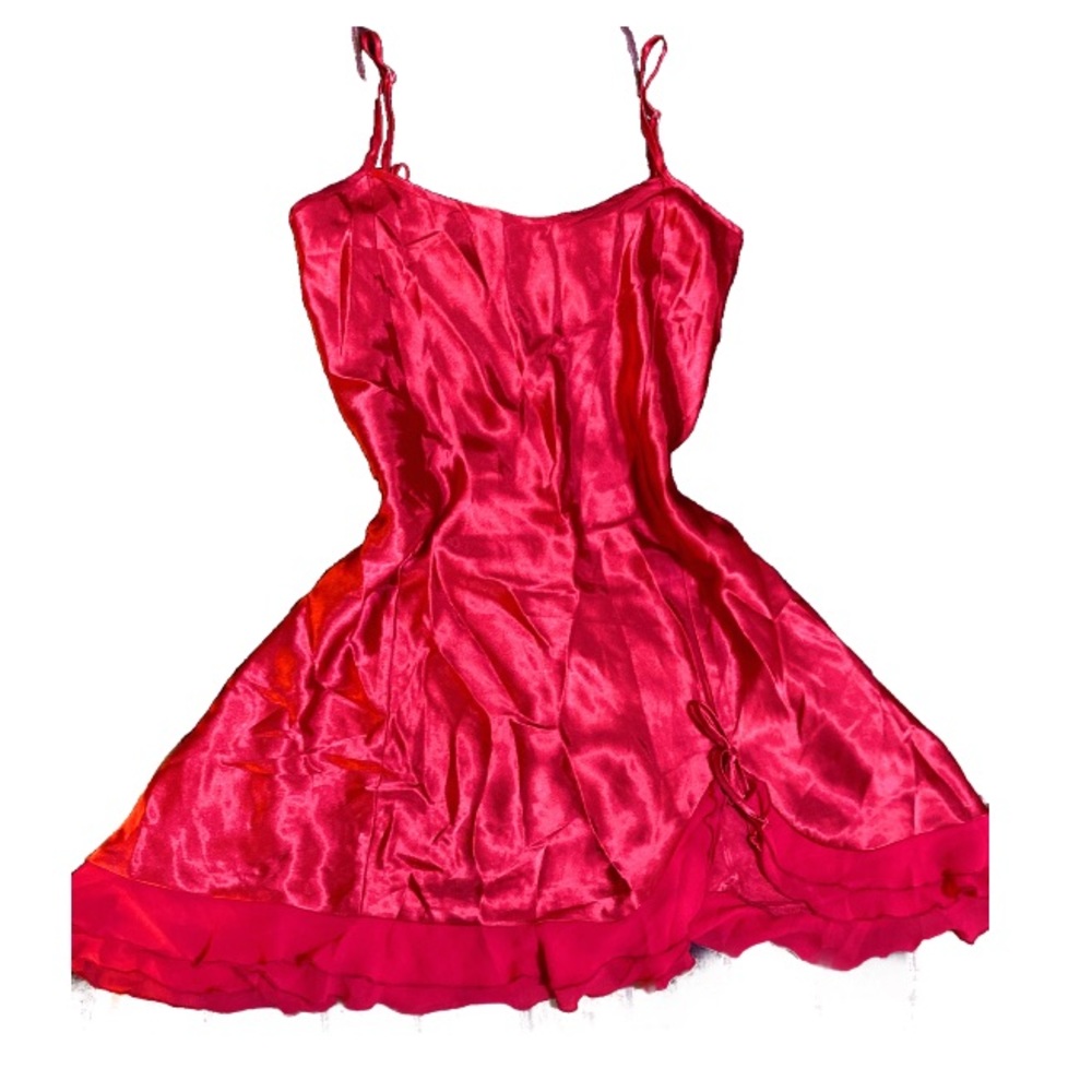Red Ruffle Massini Lingerie Slip Dress